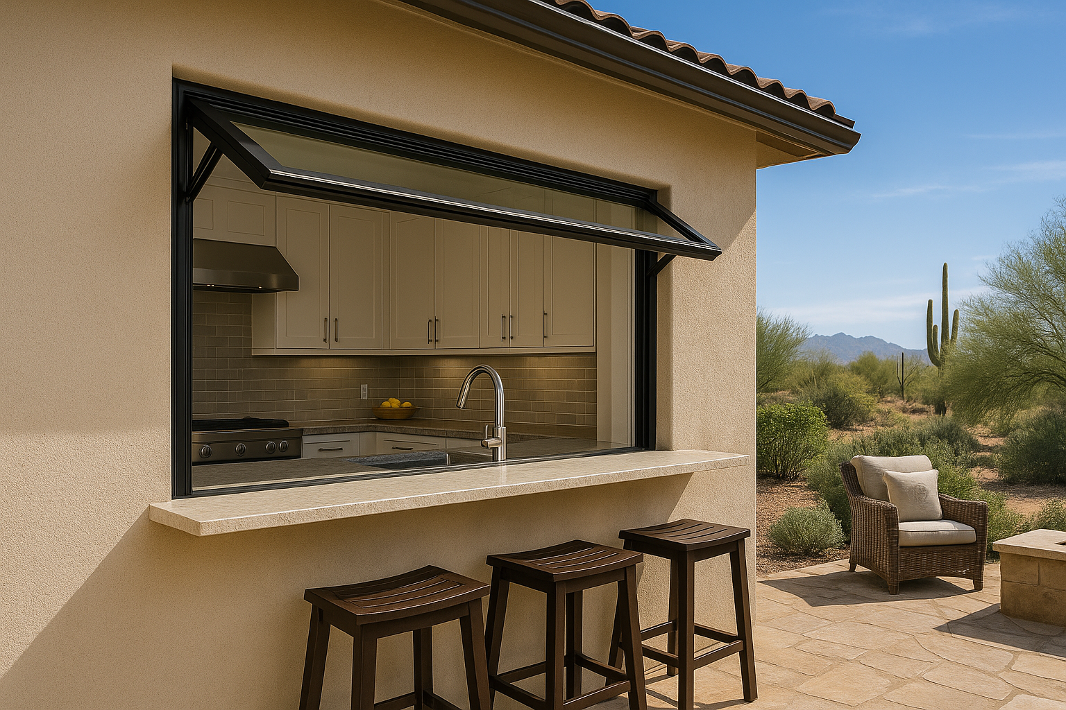 Pass-through window installed in an Arizona home