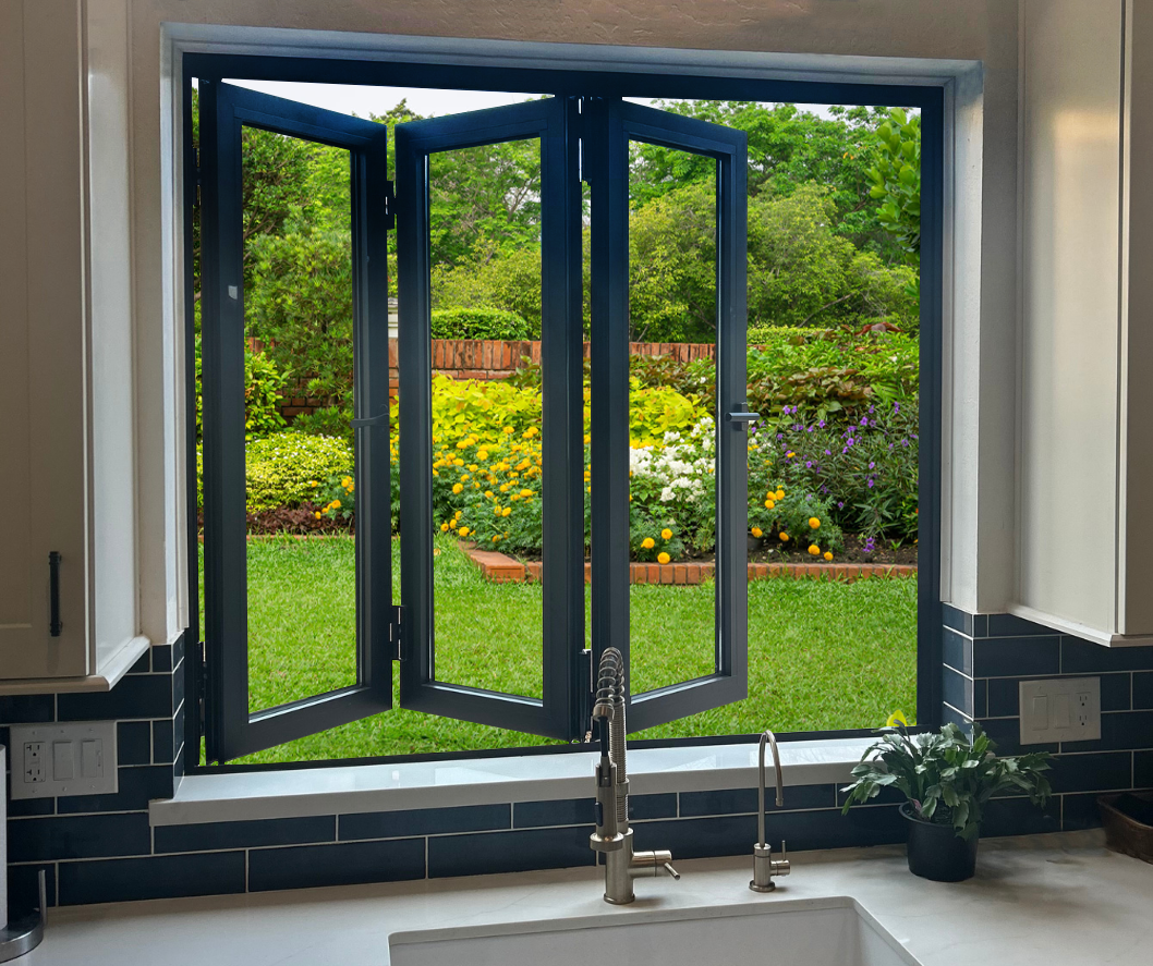 Outlook Folding Window showcasing a modern bifold window design, ideal for maximizing natural light and space.